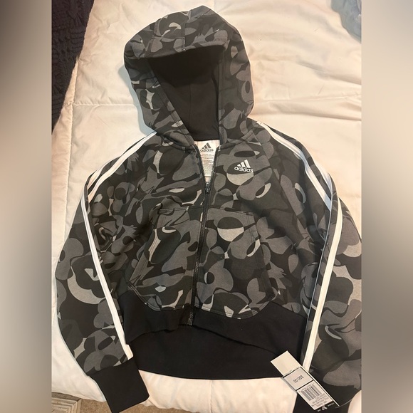 Girls adidas crop zip hoodie - Picture 1 of 3